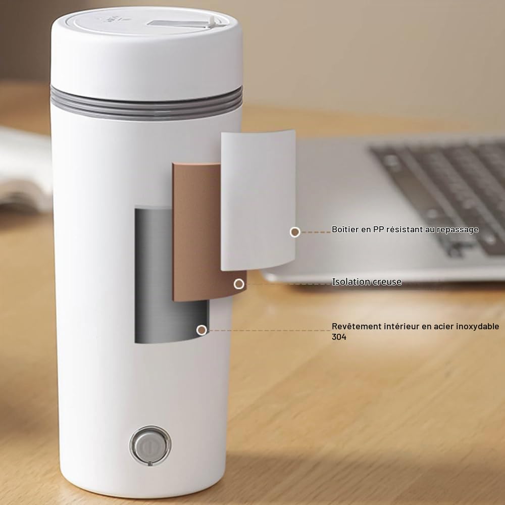 Bouilloire électrique Portable, Bouilloire à thé/café, Acier Inoxydable 304 de qualité Alimentaire, Chauffe-Eau Anti-Fuite avec arrêt Automatique et Protection Contre l'ébullition à Sec, Noir