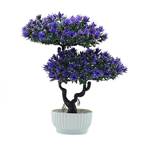 Oinna Arbusti e Arte topiaria Artificiale Decorazione di Plastica del Fiore della Decorazione del Vaso del Fiore Falso da Tavolo dei Bonsai del Pino Benvenuto-Viola