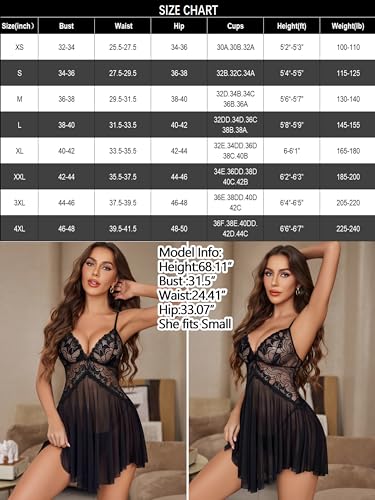 Image of Avidlove Women Lace Lingerie Babydoll Sexy Chemise Exotic Nightgowns Bridal Nightdress