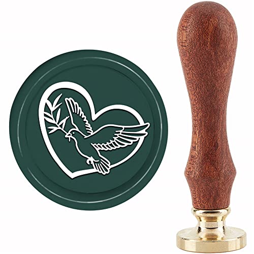 CRASPIRE シーリングスタンプ 平和鳩 30mm ワックスシールスタンプ 真鍮ヘッド 木製ハンドル 取り外し 復古風 レトロ 洋式 封蝋 誕生日 結婚式 記念日 カード 招待状 手紙 封筒 DIY 手芸用品