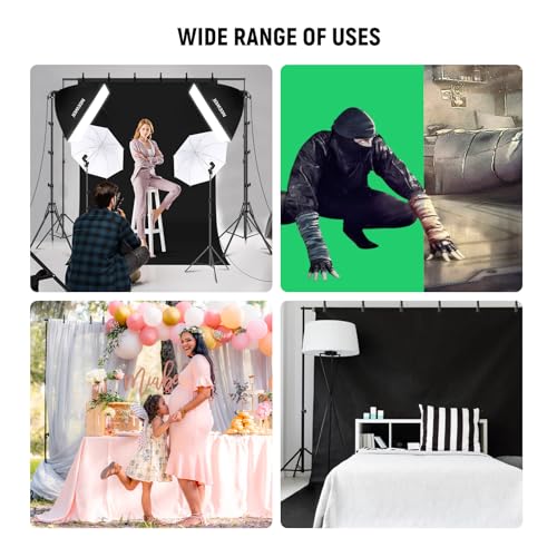 NEEWER Photography Lighting Kit with Backdrops,8.5x10ft Backdrop Stands,5700K 800W Equivalent 24W LED Umbrella Softbox Continuous Lighting,60cm Light Reflector, Photo Studio Equipment for Video Shoot