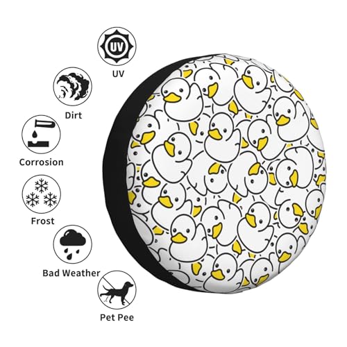 Image of Cute Duck Spare Tire Cover Universal Wheel Tire Cover Funny Cartoon Duck Tire Protectors for Travel Trailer Rv SUV Truck Camper and Many Vehicle 14 Inch