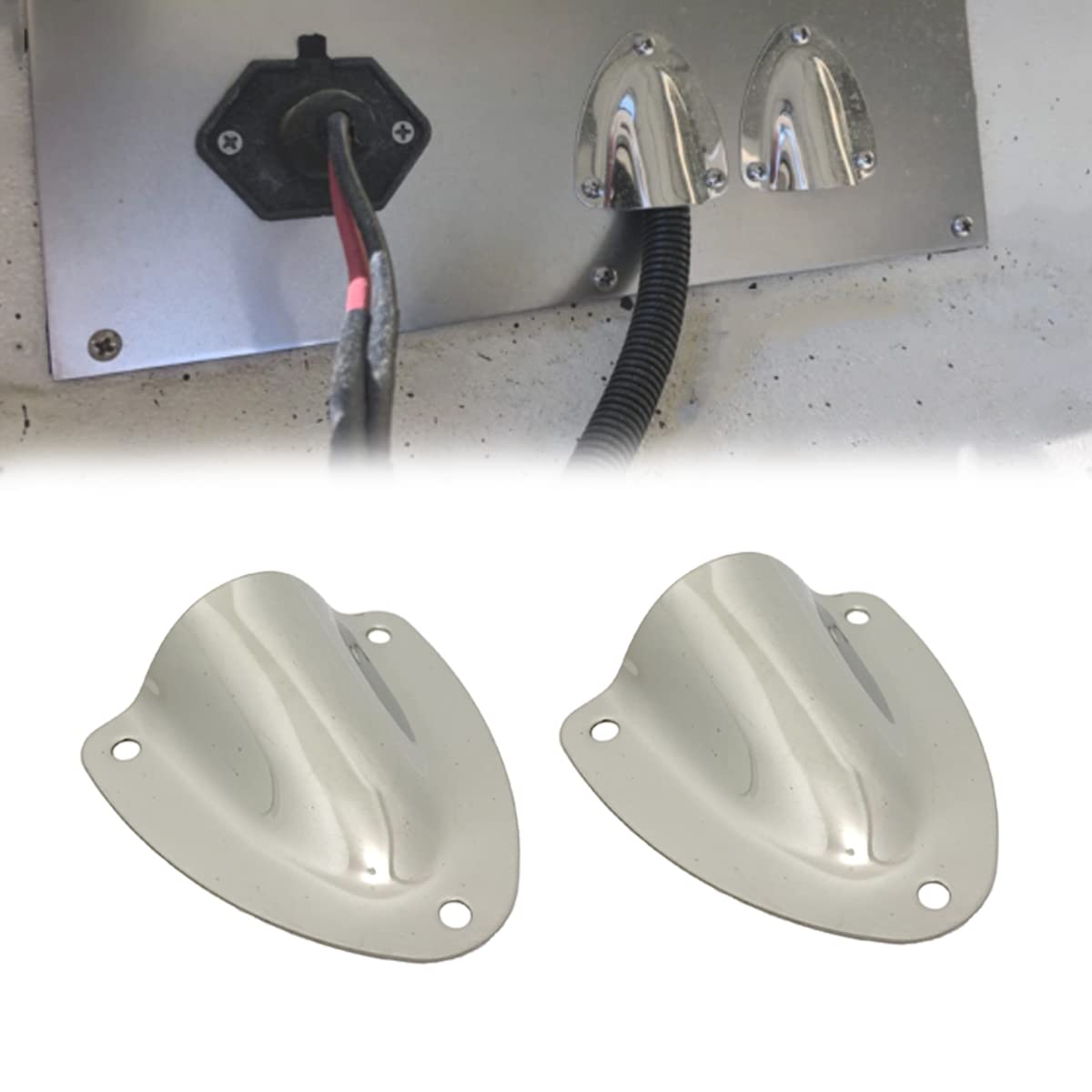 TuoP Stainless Steel Wire Cable Hole Ventilator Cover Clam Shell Vent for Marine Boat, Small Size : 1-5/8" x 1-3/4", Large Size: 2-1/4" x 2-3/16" Optional