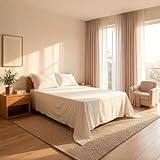 Redssen Lenzuolo per letto matrimoniale, bianco, 400 fili, in cotone a fibra lunga, king size 230 x 260 cm, lenzuolo superiore in morbido rasatello