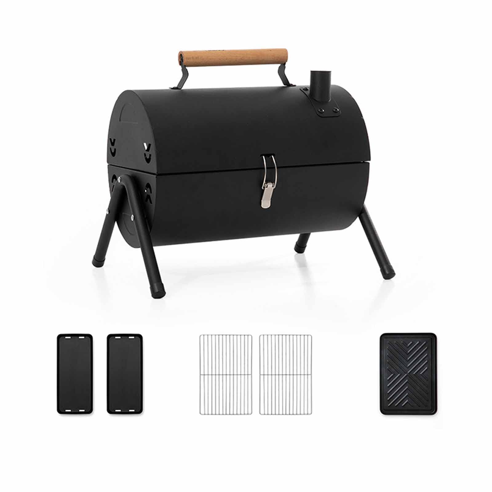 Griglia E Piastra Combinate, Griglia Portatile Senza Fumo Da 14,96", Per Cucina All'aperto Al Coperto Barbecue Campeggio Picnic Patio Cortile,Nero