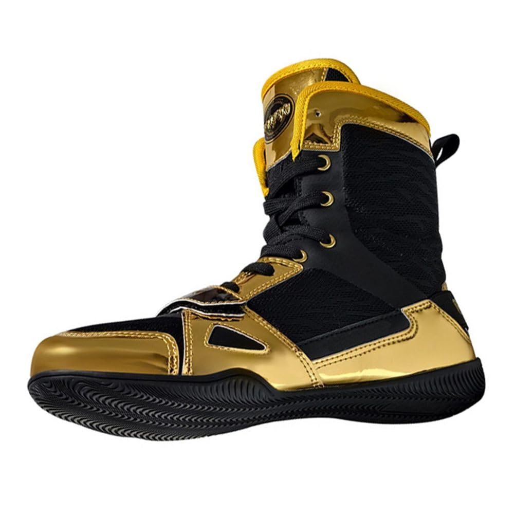 Zapatillas De Boxeo Y Lucha para Hombre, Transpirables, Entrenadores De Boxeo, Antideslizantes, para Culturismo, Lucha Y Fitness Atlético,Negro,42 EU