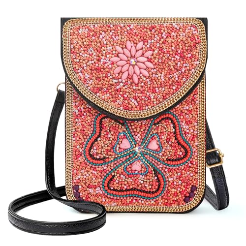 Image of Small Beaded Crossbody Bag for Women, Boho Cell Phone Shoulder Purse Wallet with Handcrafted Colorful Beads