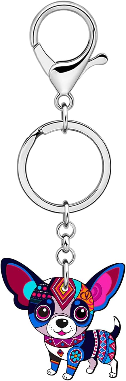 DUOWEI Acrylic Cute Boho Chihuahua Gifts Puppy Keychain Keyring Dog Mom Gifts for Women Girls Dog Lovers Car Keys Accessories - Image 2