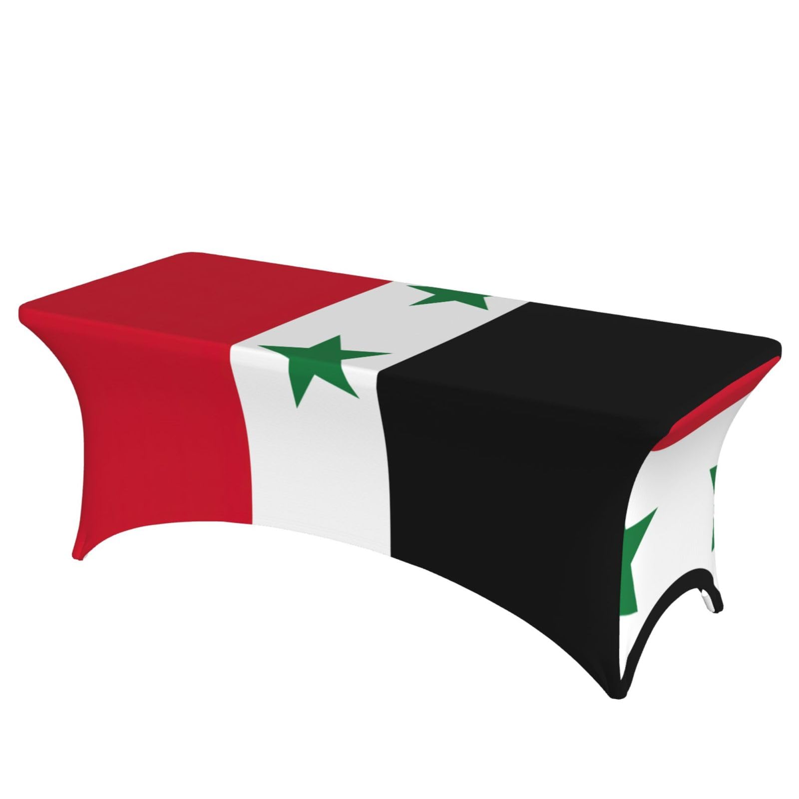AYYQWE Flag Of The Syrian Arab Republic Print Elastic Rectangular Tablecloth For Banquet Outdoor Picnics Office Table Cover