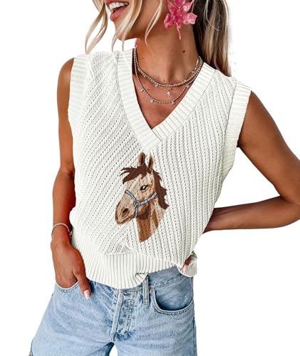 Image of MARZXIN Women Sleeveless Sweater V Neck Casual 2026 Fall Knitted Chevron V Neck Sweater Vest Color Block Pullover Sweater Top