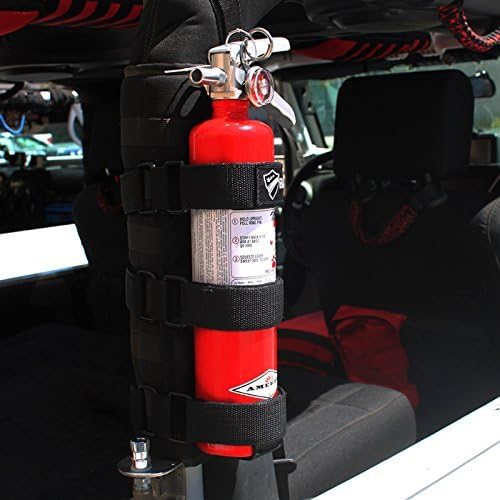 Roll Bar Fire Extinguisher Holder Mount, Adjustable Steel Brackets, Black, 2.5 to 5 lbs, for Jeeps TAOFEHR, Made in The USA, by BARTACT