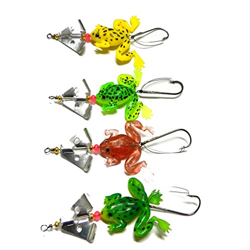 Lorsoul 4pcs/set de la rana Spinner gancho de pesca de los pescados del señuelo de colores salmón anzuelo señuelo trucha cebo artificial