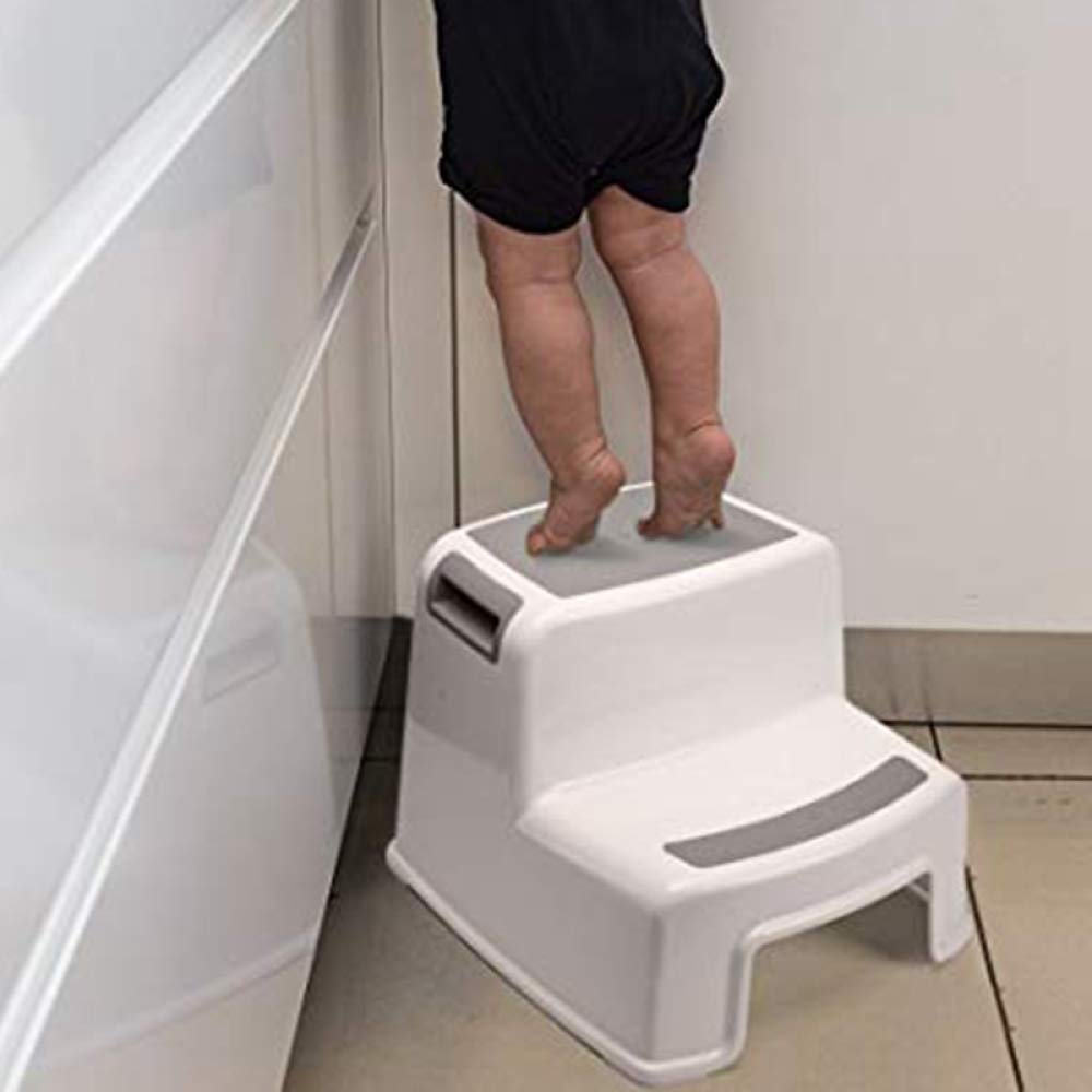 Breiter + 2-Stufen-Hocker, für Kinder-Kleinkind-Hocker, für das Toiletten-Töpfchen-Training, rutschfest, weicher Griff, sicher als Badezimmer-Töpfchen-Hocker a/A/wie abgebildet
