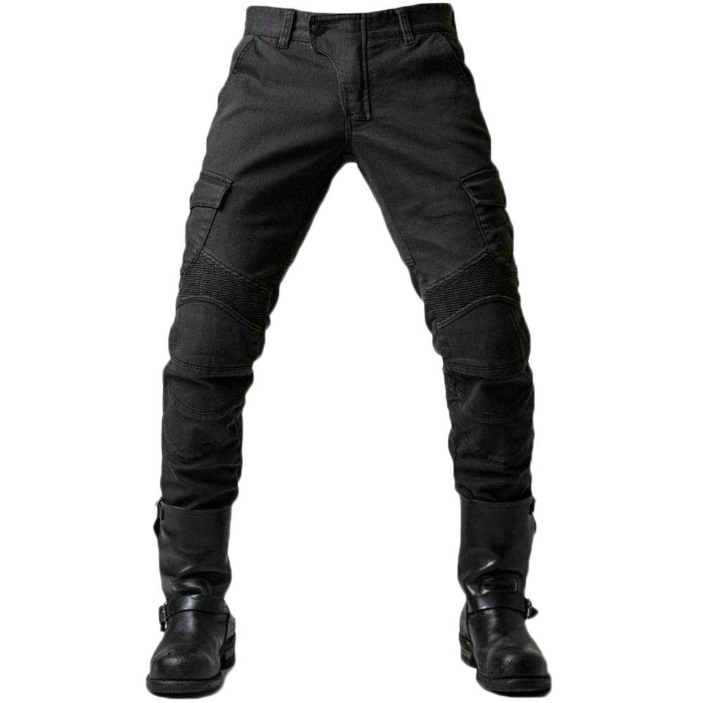 YOUCAI Men's Motorbike Motorcycle Protective Lining Biker Cargo Reinforced Padded Armour Jean Trousers Motorcross Denim Jeans,Black,XS