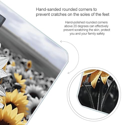 Báscula digital de baño con diseño girasoles blanco y negro miniatura 4
