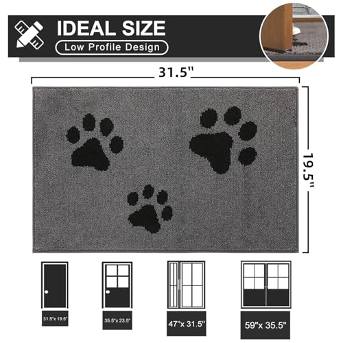 Mibao Türmatte Inenn 50 x 80 cm, Schmutzfangmatte für den Eingang und Hintertür, rutschfeste Fußmatten, maschinenwaschbar, weicher Haustierteppich für schlammige Schuhe und Pfoten, Grau