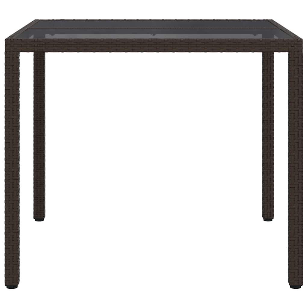 Tavolo da giardino marrone in polyrattan, 90 x 90 x 75 cm, per terrazze, esterni, balcone, per cene, barbecue, feste in giardino