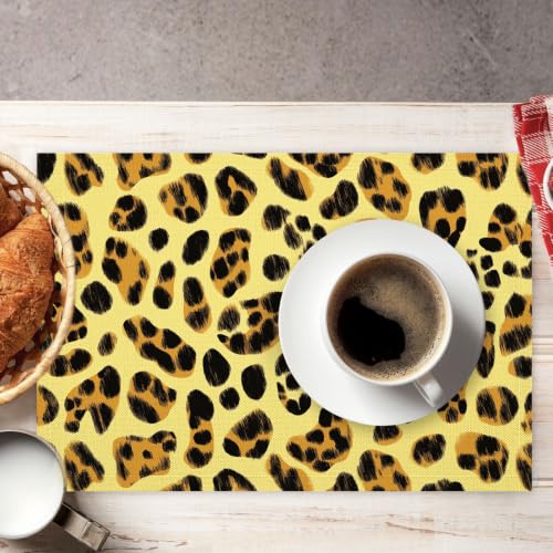 Set de table imprimé léopard en lin coton x8 pour la cuisine - 3