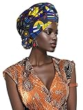 African Nigerian Style Printed Polyester Women'S Geometric Pattern Wax Printed Headscarf Shawl (Nigeria 7, Length 71in Width 21.7in)