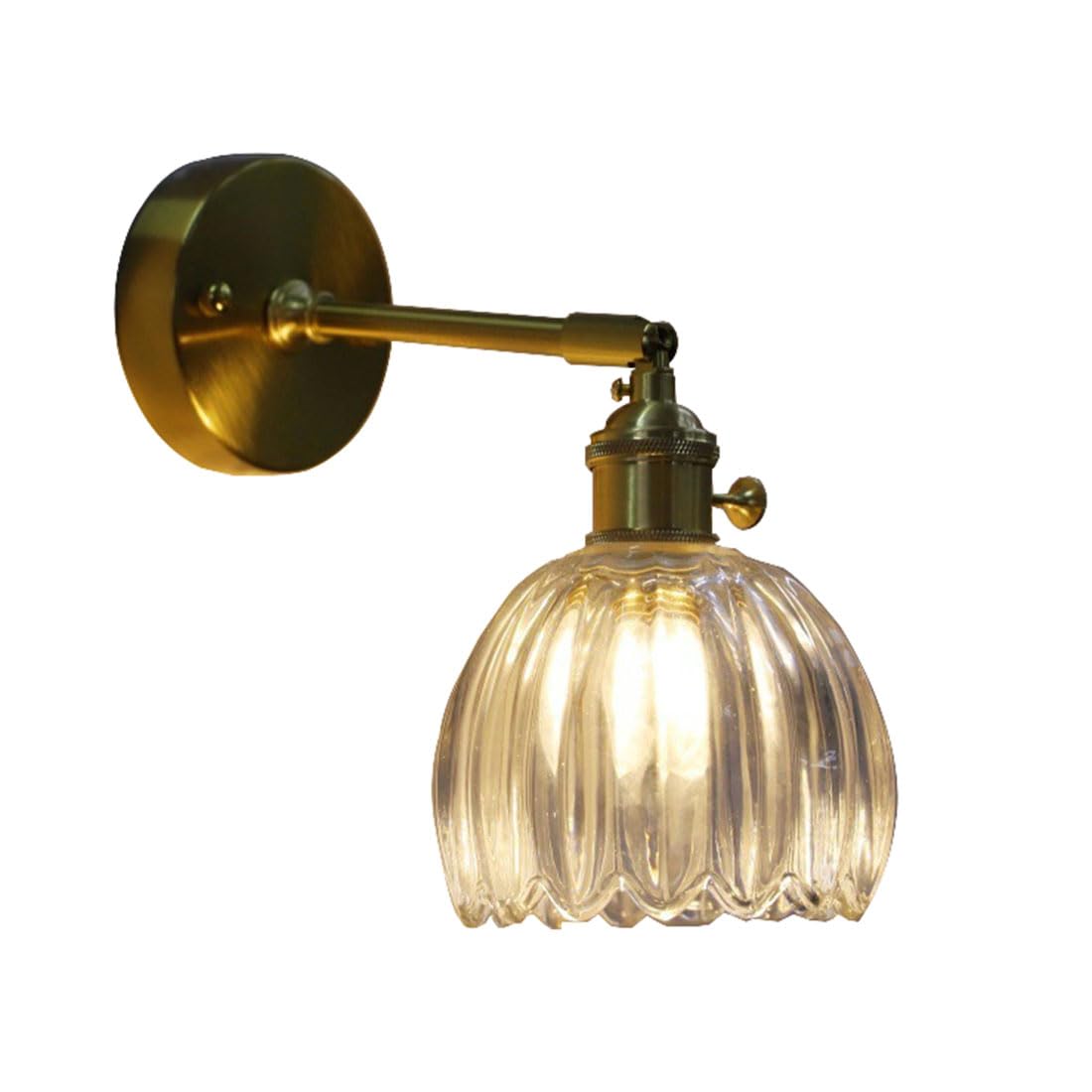 HUAYUSEDF Vintage Wall Lights Tulip Glass Lampshade Up & Down Adjustable Wall Sconces with Switch Industrial Modern Wall Lamp for Bedroom Loft Living Room Kitchen (Green)(Transparent)