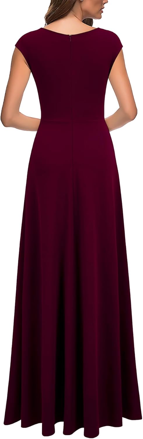 MUSHARE Women's Cocktail Dresses with Pockets Ruffled Sexy Split Party Long Formal Dress - Image 2