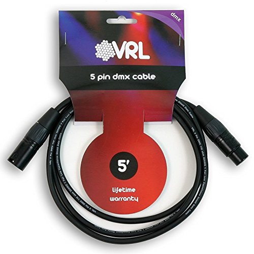 Elite Core VRL 5-Pin DMX 5' ft Pro-Lighting Shielded Cables | LED-Data | Low Capacitance | | VRLDMX5P5