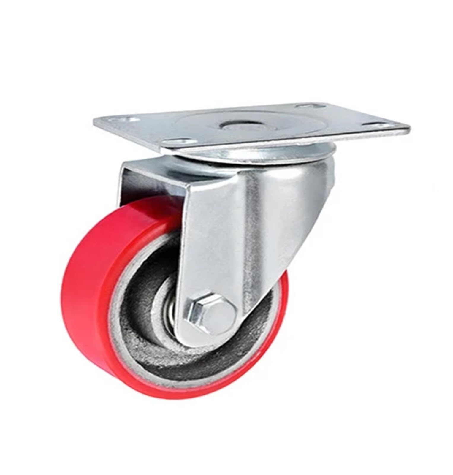 NOBIRTBSA 1 Piece 2.5 inch/3 inch/4 inch/5 inch Iron core Polyurethane Caster PU Swivel Wheel Medium Silent red(Universal,2.5 Inch)