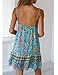 Summer Swing Dresses for Women, Ethnic Floral Print Sundress Straps Scoop Neck Short Chiffon Dresses with Pocket Green M