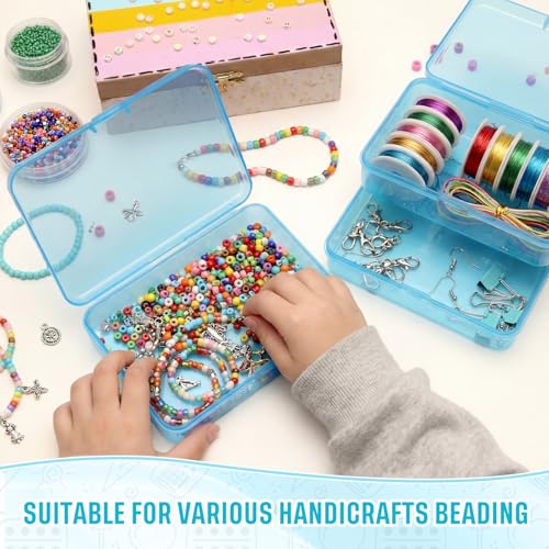 Image of Dunzoom 25 Pcs Plastic Crayon Boxes with Lids, 4.53 x 3.35 x 1.1 Inches Stackable Small Storage Organizer Containers Crayon Pencil Case for Art Crafts Jewelry Beads Office Supplies(Blue)