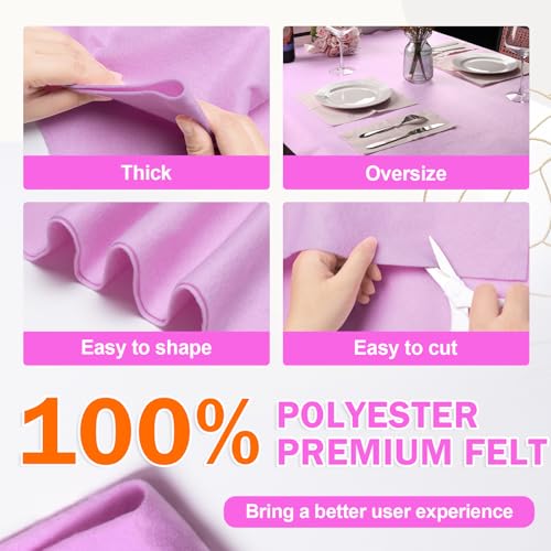 Image of XSEINO Light Purple Large Felt Fabric 72 inch X 36 inch(2 Square Yards), 1.4 mm Thick Soft Felt Fabric Sheet for Crafts, Purple Series Colors Soft Nonwoven Fabric, Fit for Decoration, Sewing, DIY Crafts