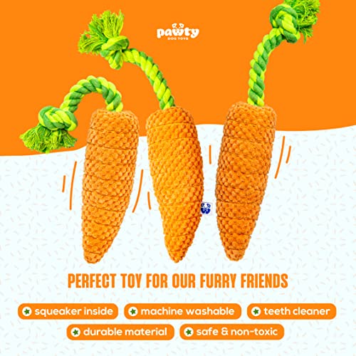 Pawty Dog Toys Carrot Tug Rope Dog Toy - Squeaky Gift For Puppy Birthday thumb #1