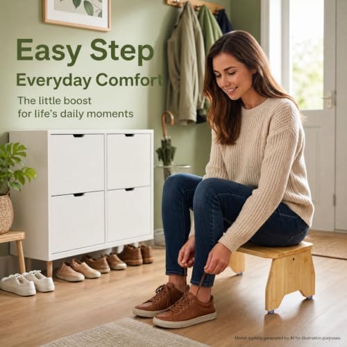 Jowgut Foldable Toilet Stool, 3-in-1 Sturdy Bamboo Step Stool — view 6