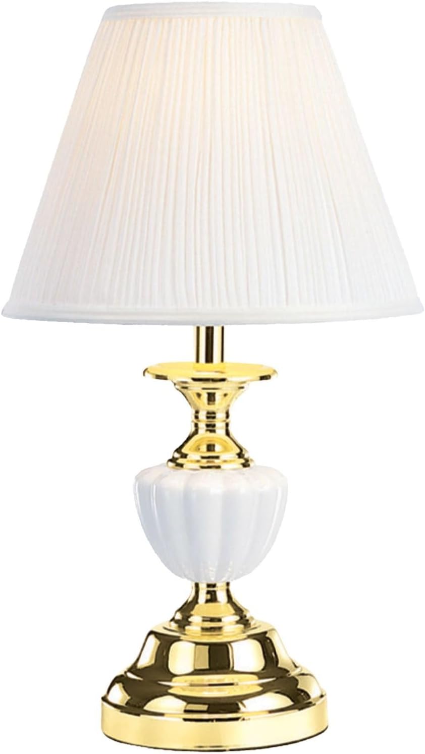 OK Lighting Verdigris Mini Table Lamp, Ivory