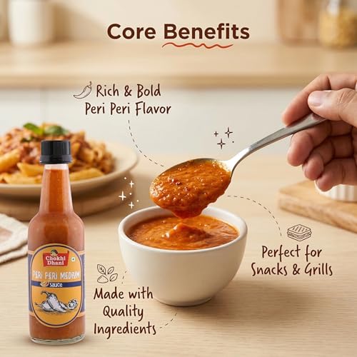 Image of Chokhi Dhani Peri Peri Sauce 200g | Medium Spicy Tangy Chilli Dip | Perfect Dipping Sauce for Fries, Nuggets & Snacks | No Preservatives