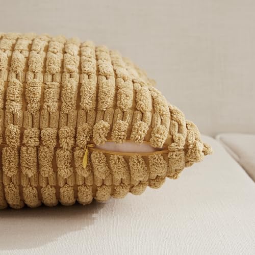 Fancy Homi 4 Packs Decorative Throw Pillow Covers for Living Room Couch Bed, Modern Farmhouse Boho Home Décor Accent Cushion Case, 26" x 26", Mustard Yellow by Fancy Homi - Image 3