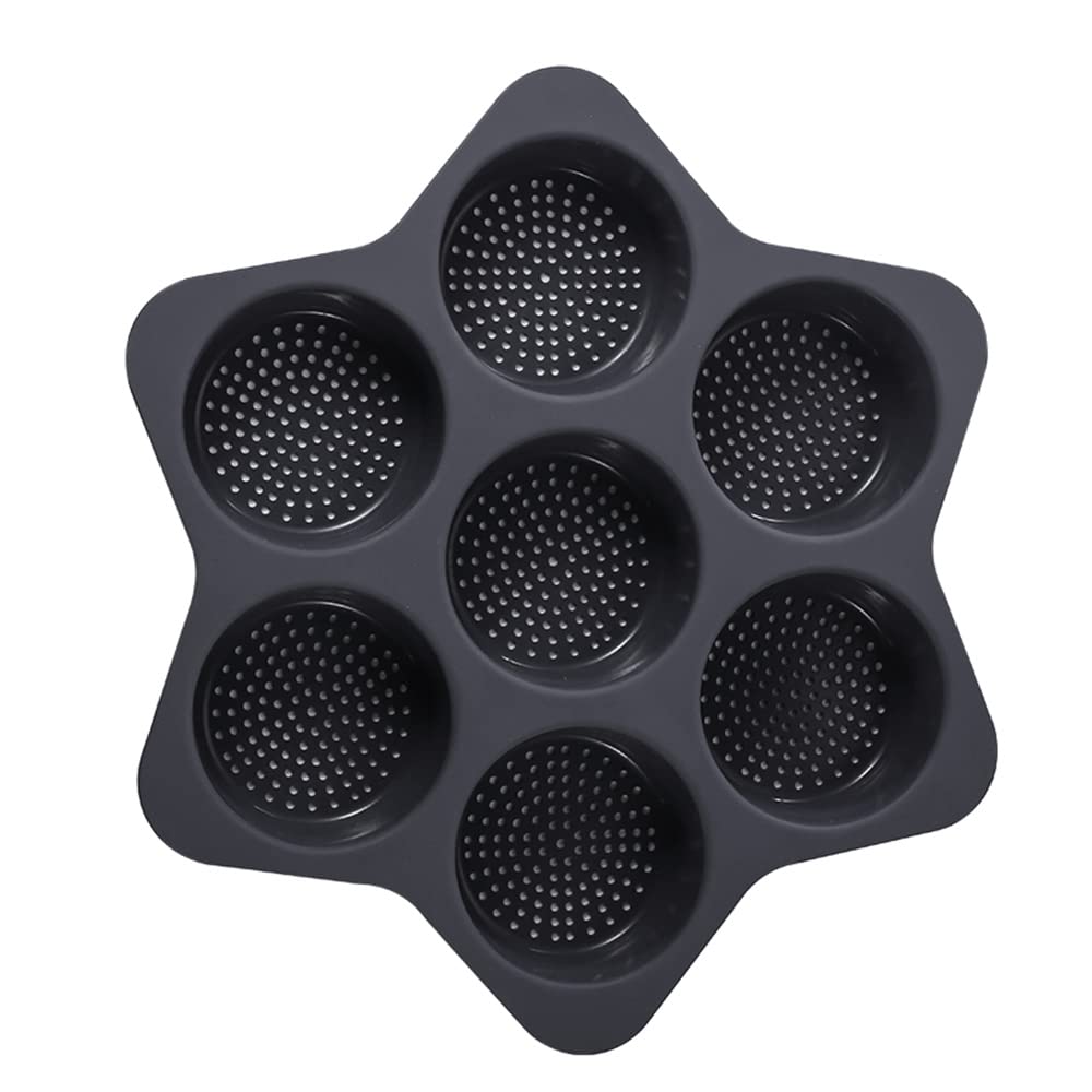 KeepingcooX Perforated Silicone Hamburger Bread Molds Perforated Bakery Forms Non Stick Baking Sheets, 7 Cavities For Burger Buns, Ø 4 Inches