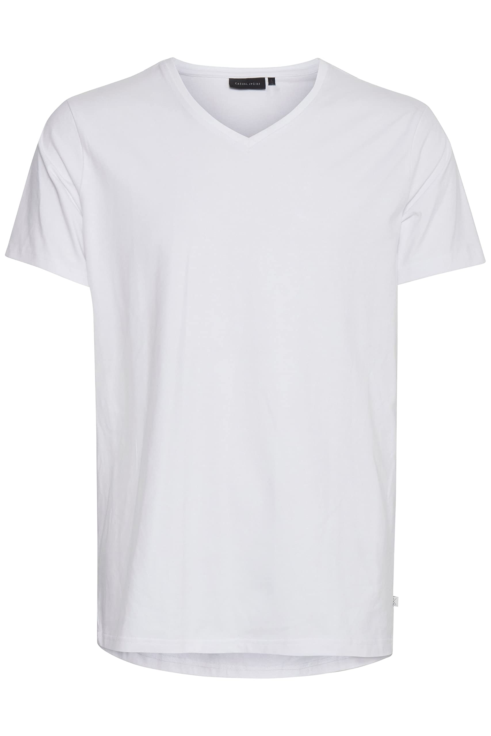 CASUAL FRIDAY CFLincoln Men's V-Neck T-Shirt Short Sleeve Shirt with V-Neck Slim Fit, Bright White (50104), XL