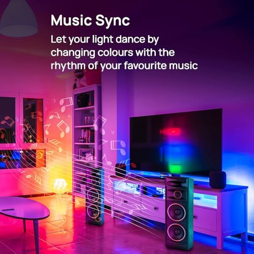 Image of wipro 12.5W E27 Wi-Fi Smart LED Bulb with Music Sync | Voice Control with Alexa, Google Asst | App Control |16 M Colours, White Tunable - Warm, Neutral & Cool White +Dimmable | Scenes | Pack of 2