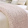 Admitrack Chunky Knit Blanket Throw, 100% Hand Knit Chenille Throw Blanket for Sofa & Home Decor, Soft and Cozy Knitted Throw Blankets (Pink,51"x63") #5