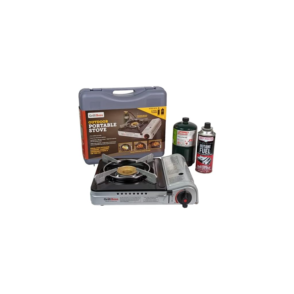 Grill Boss 90057 Dual Fuel Camp Stove Works with both Butane and