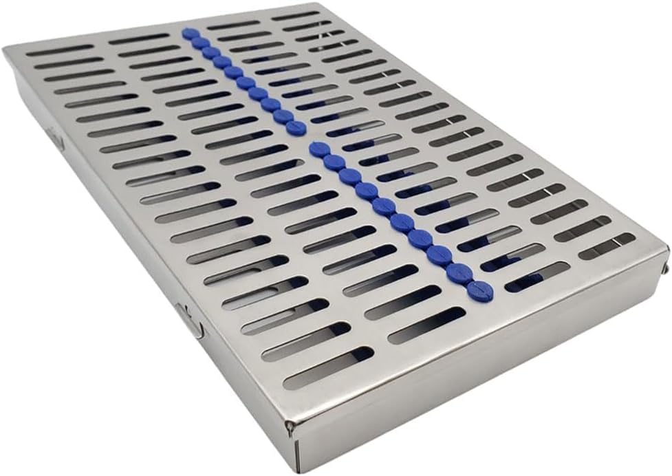 AHINT CO USA German Stainless Dental Autoclave Sterilization Cassette Box Tray for 20 Instruments Green