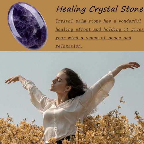 AWARDSEN 2.4" Large Amethyst Crystal Stone Polished Palm Stone Healing Crystals 0.7" Thick Natural Reiki Gemstone Worry Stone Energy Balancing Anxiety Stress Relief Meditation - Image 5