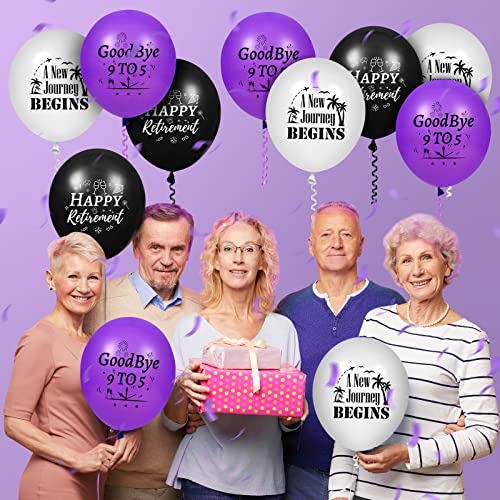 40 Pcs Purple Retirement Decoration Balloons, Purple And Black Latex Balloons For Women Men Female Friends Happy Retirement Theme Party Office Farewell Indoor Outdoor Party Supplies, 12 Inch #TOP3