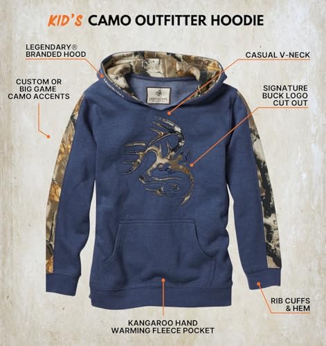 Image of Legendary Whitetails Kids' Pullover Hoodie Camo Sweatshirt Comfy V-neck Design