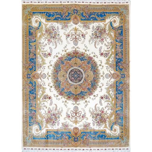 Yilong Carpet 9x12ft Huge Blue Handmade Silk Area Rug French