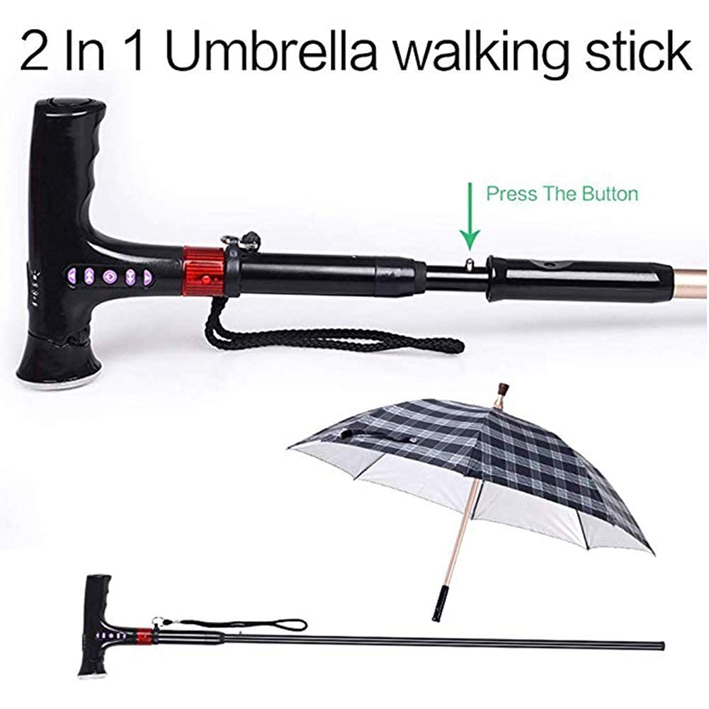 Caminante andante, bastones para caminar con botón de alarma ayudas de aluminio luz led bastón para caminar paraguas regalo para ancianos, 83 cm, B estrella de luz