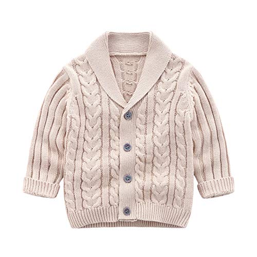 Image of Feidoog Infant Baby Boys Cardigan Crochet Sweater V-Neck，Toddler Knit Button up Knitted Pattern Pullover Sweatshirt