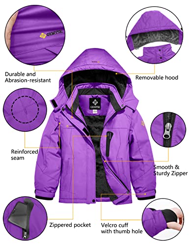 Image of GEMYSE Girl's Waterproof Ski Snow Jacket Hooded Fleece Lined Windproof Winter Jacket