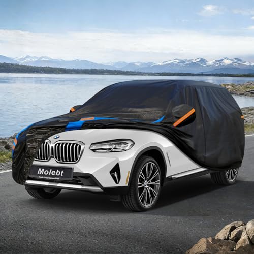Image of Custom Fit SUV Car Cover for BMW X3 X3M (2010-2026), Upgraded Waterproof All Weather Outdoor Auto Cover with Driver Door Zipper & Mirror Pockets, UV /Snow /Dust Protection