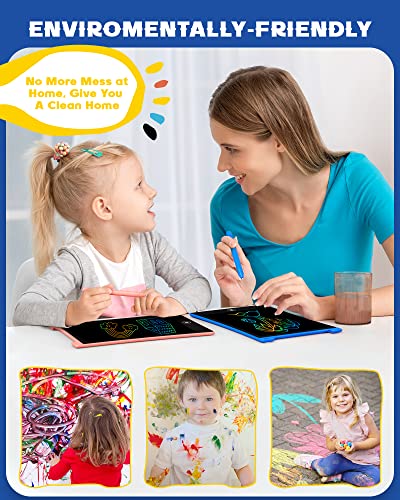 Image of bravokids 2 Pack LCD Writing Tablet for Kids, 10 Inch Colourful Doodle Board Drawing Pad for Kids, Travel Toy Activity Game, Birthday Gifts for 3, 4, 5 and 6 Year Olds